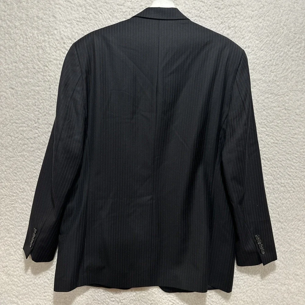 Lauren Ralph Lauren Blazer Jacket Men's Size 42R Black Stripe 100%‎ Wool Pockets
